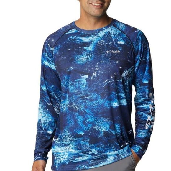 COLUMBIA PFG Mens Large Super Terminal Tackle Long Sleeve Shirt - Blue Multi - Picture 9 of 13
